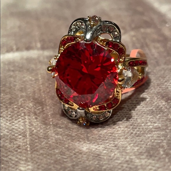 Chunky Orange Diamond Statement Ring Size 6.5 NWTS - Picture 5 of 14